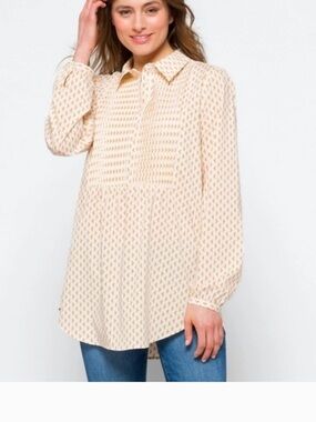NYDJ Pleated Tunic Top Maison Geo Size Medium